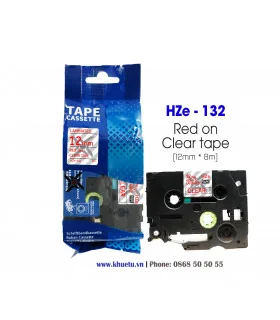Nhãn in HZe-132 (TZe-132, TZ2-132), 12mm x 8m, Red on Clear | ⓿❽❻❽❺⓿❺⓿❺❺ | Nhãn in, tem in, giấy in, băng nhãn, tape in | khu...
