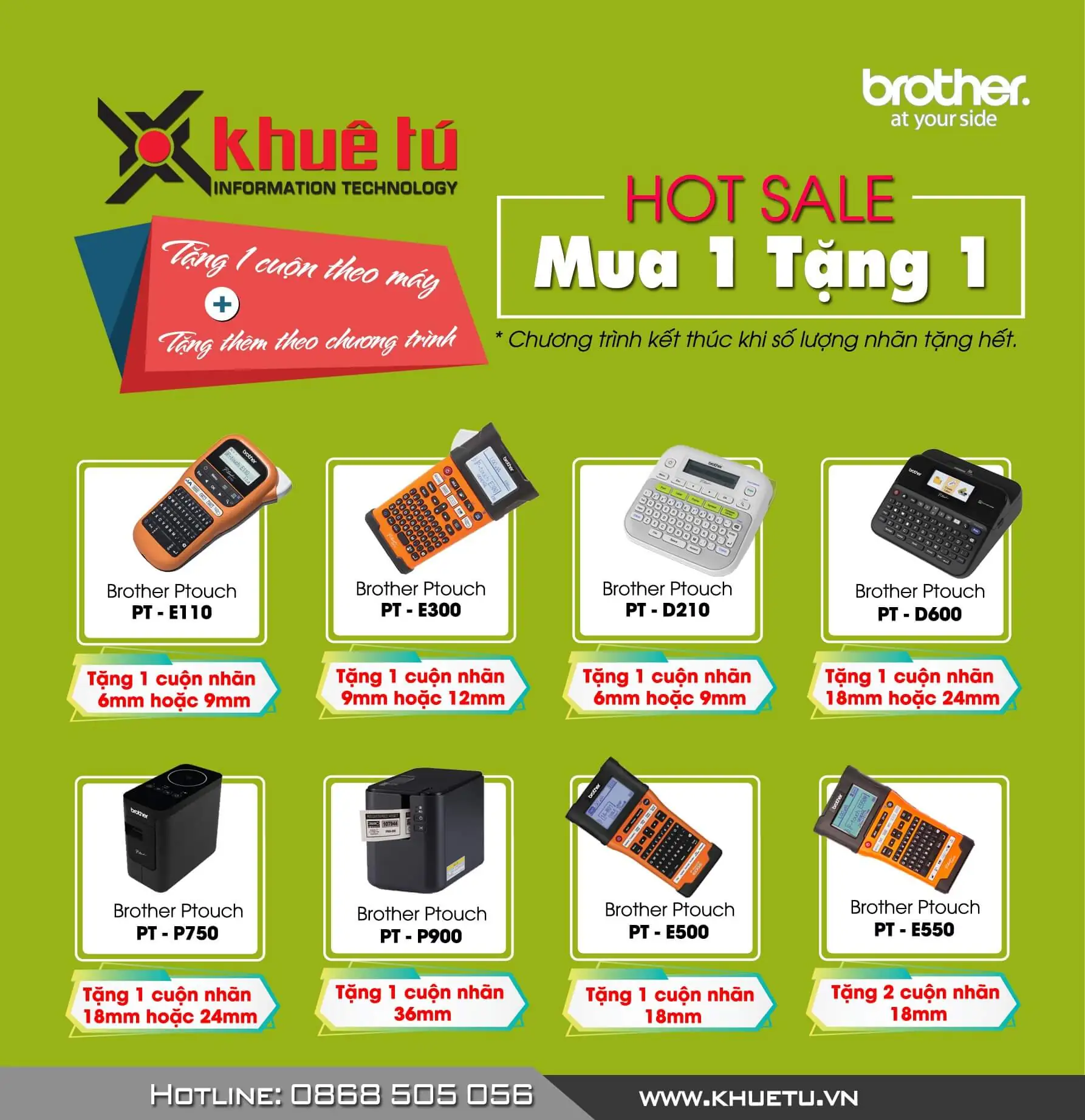 Khuyến mãi tặng nhãn in khi mua máy in nhãn Brother